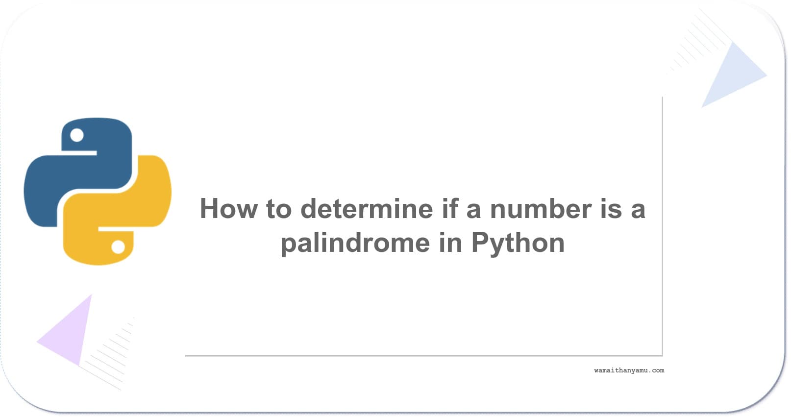How to determine if a number is a Palindrome